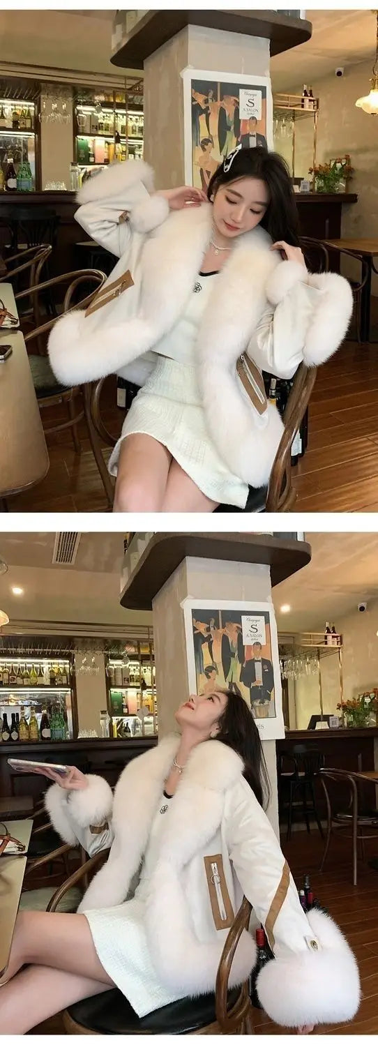 Cappotto corto in pelliccia sintetica volpe 2025 – giacca imbottita effetto fox fur, caldo e alla moda