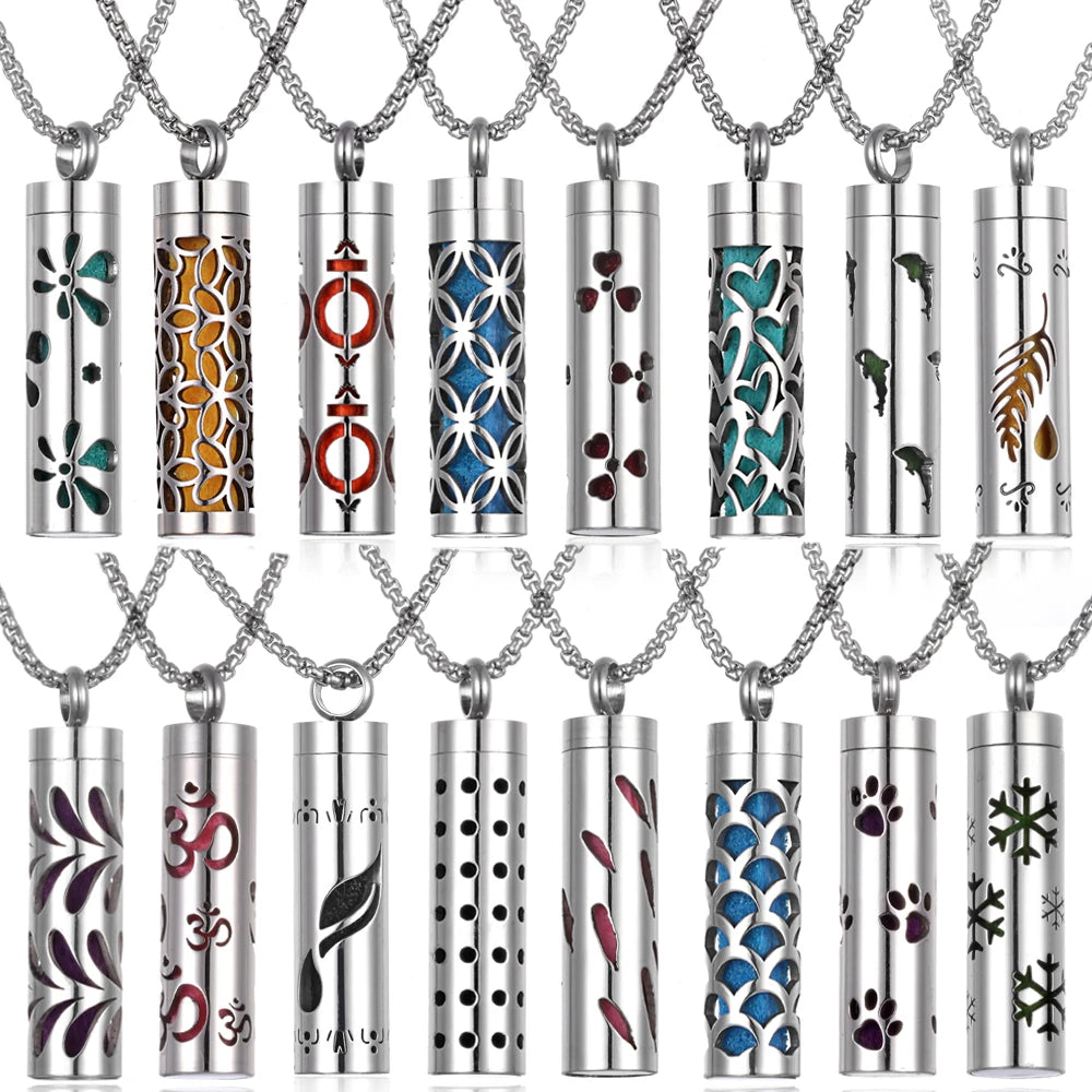 Collana diffusore profumo in acciaio – Aromaterapia wearable argento con spugnetta interna