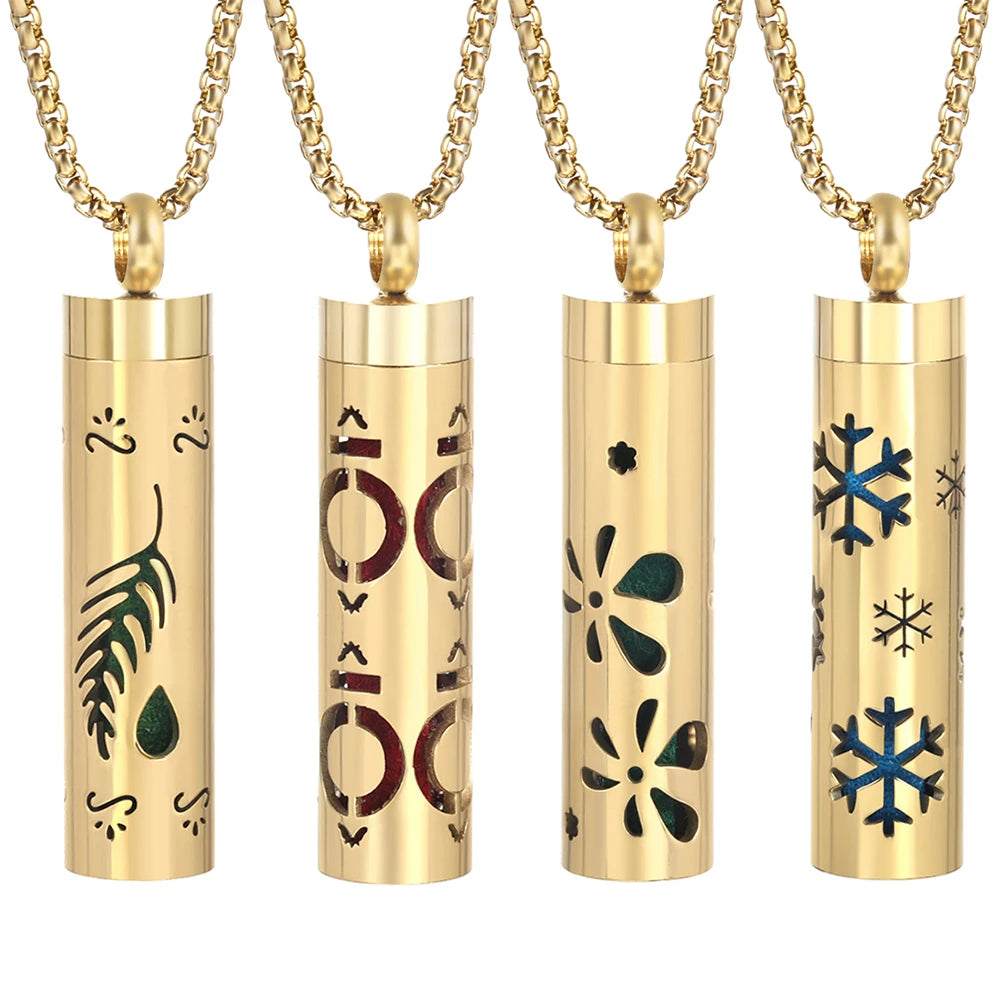 Collana dorata con diffusore per oli essenziali in acciaio inox – Gioiello aromaterapico profumato per donna