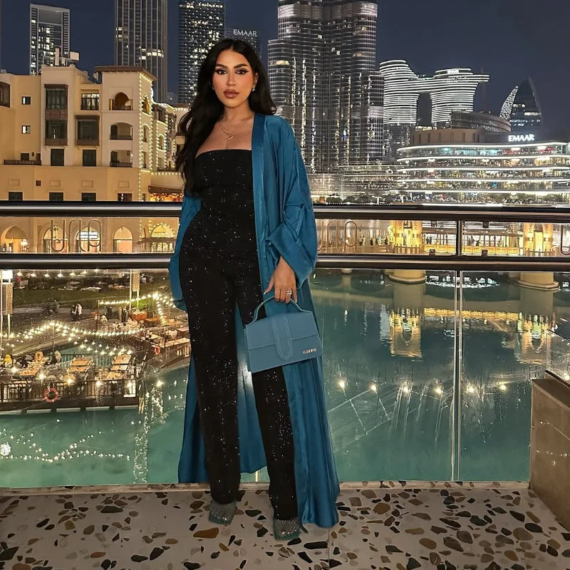 Set denim con paillettes da donna – Gilet crop + jeans vita alta con zip, outfit street style 2025