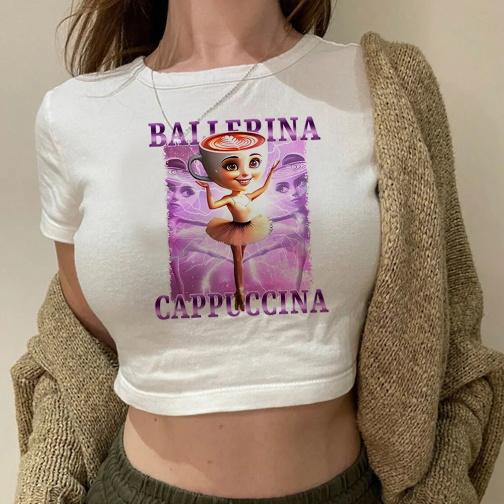 Maglietta Crop Top Italian Brainrot – Stile Memes Colorato e Trendy