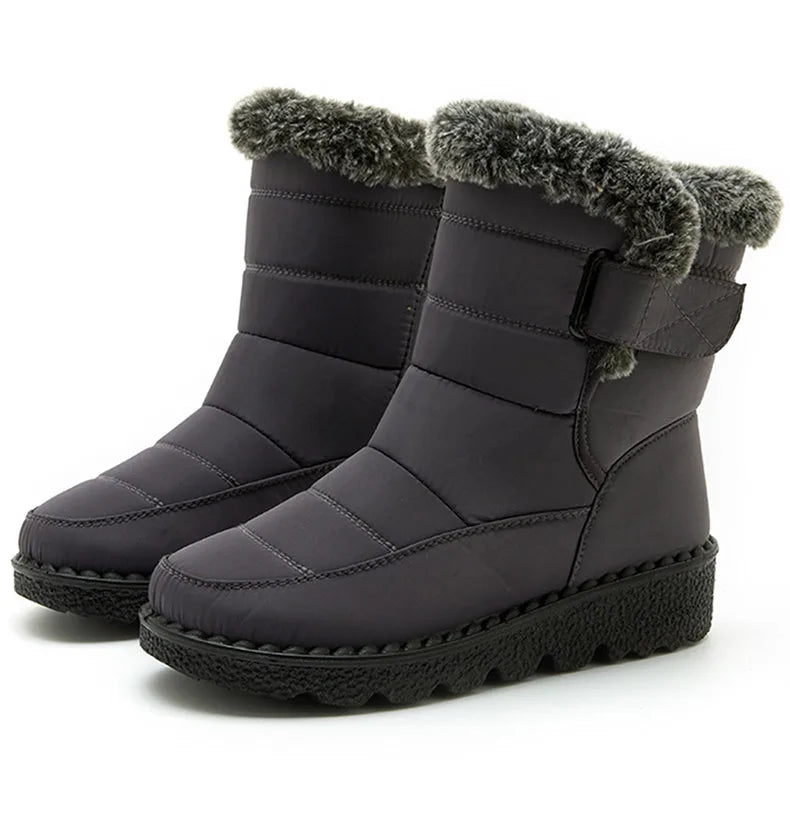 Stivali Invernali Donna – Ankle Boots Impermeabili con Pelliccia, Antiscivolo e Tacco Basso