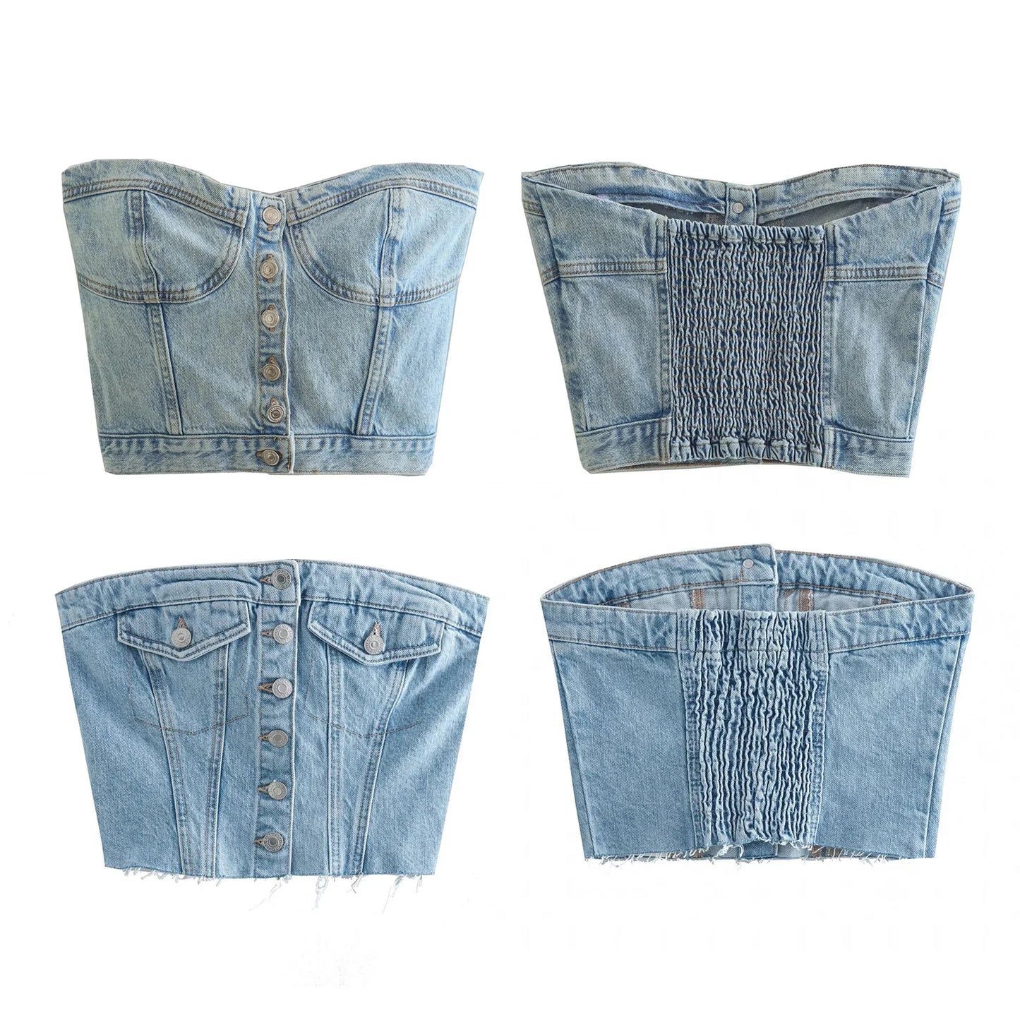 Top Senza Spalline Donna – Crop Tube Top Sexy Y2K