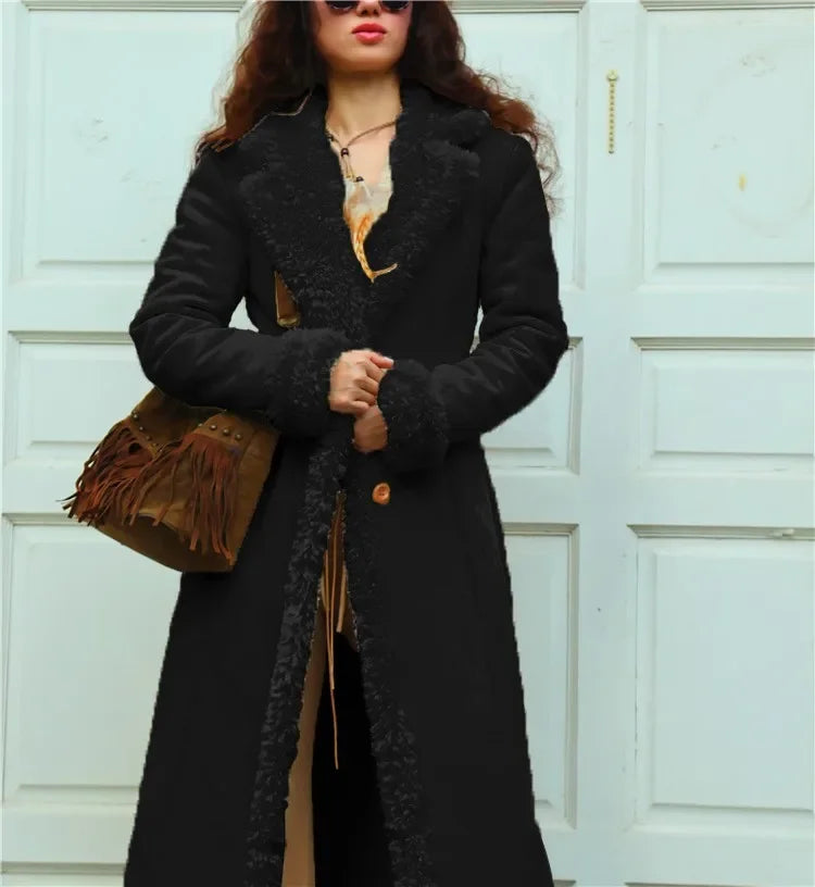 Cappotto invernale donna 2025 – lungo in misto lana e cotone, giacca imbottita spessa anti-freddo