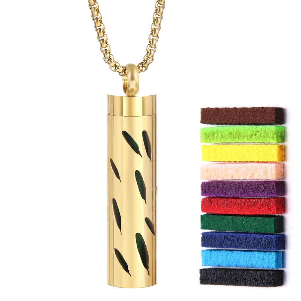 Collana dorata con diffusore per oli essenziali in acciaio inox – Gioiello aromaterapico profumato per donna
