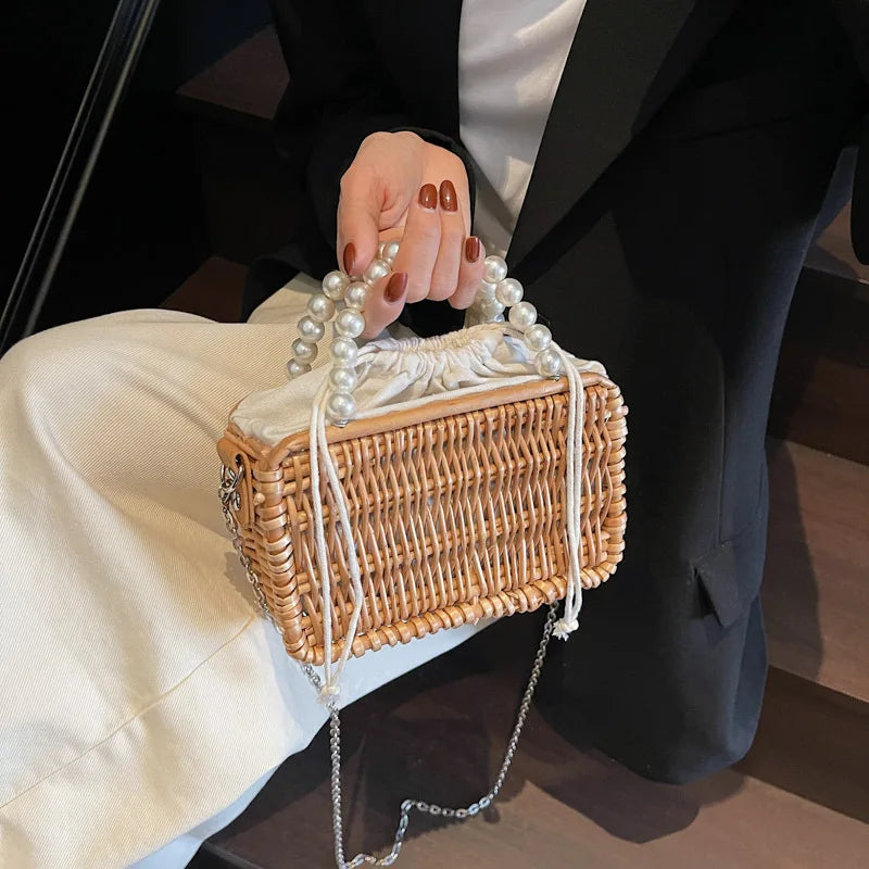Borsa in Paglia con Perle Donna – Stile Boho Chic Estivo