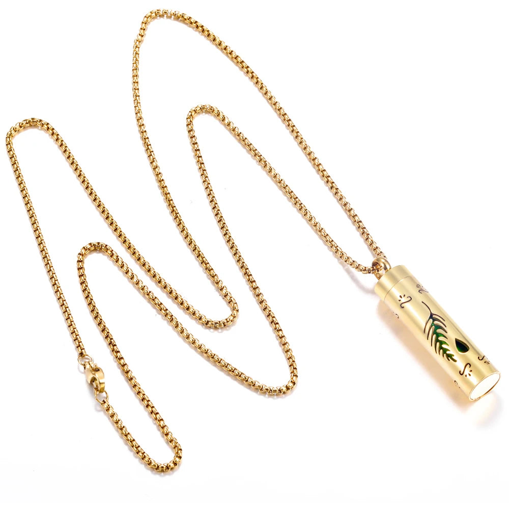 Collana dorata con diffusore per oli essenziali in acciaio inox – Gioiello aromaterapico profumato per donna