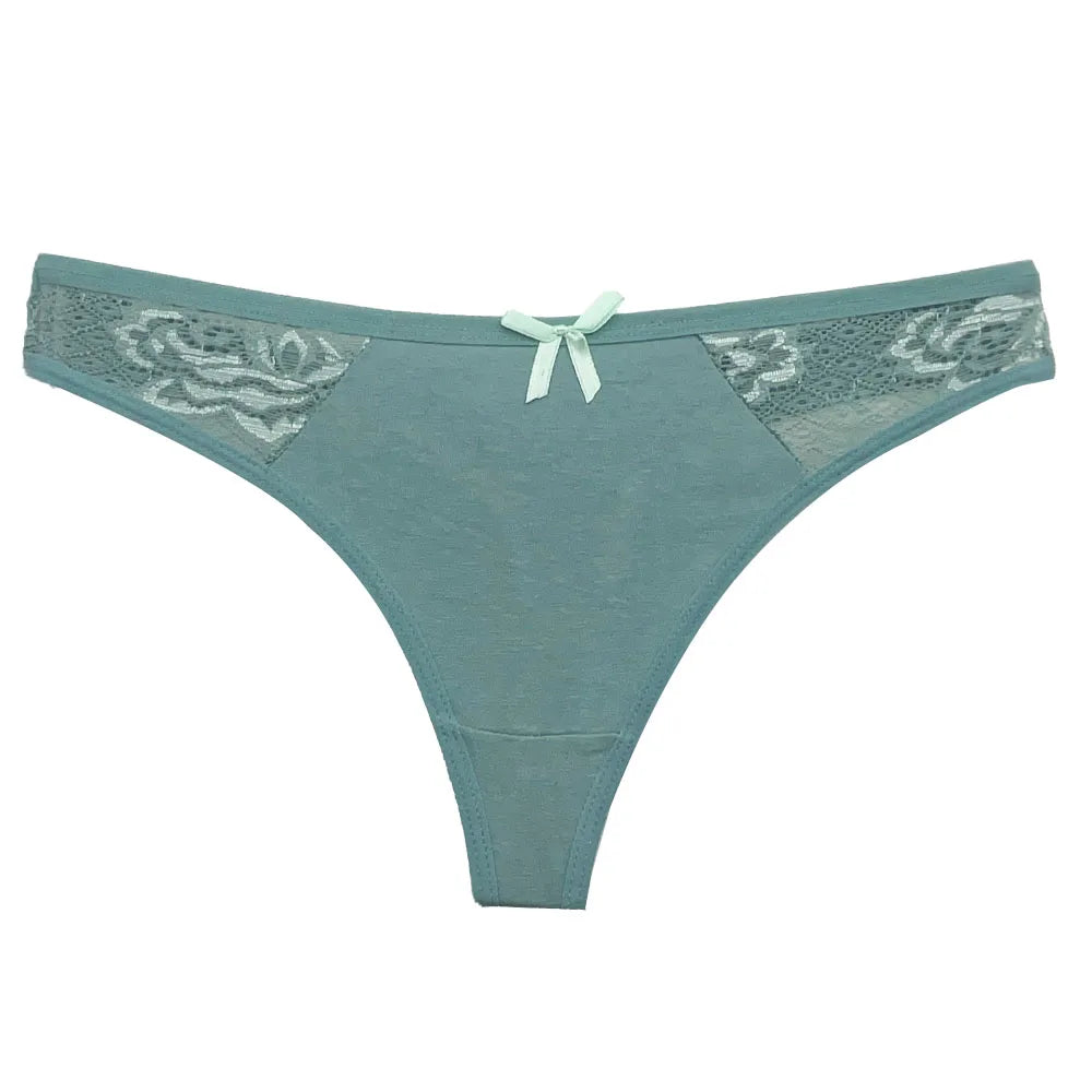 Set 5 pezzi perizomi donna in cotone – G-string vita bassa low-rise in colori solidi, lingerie comoda quotidiana