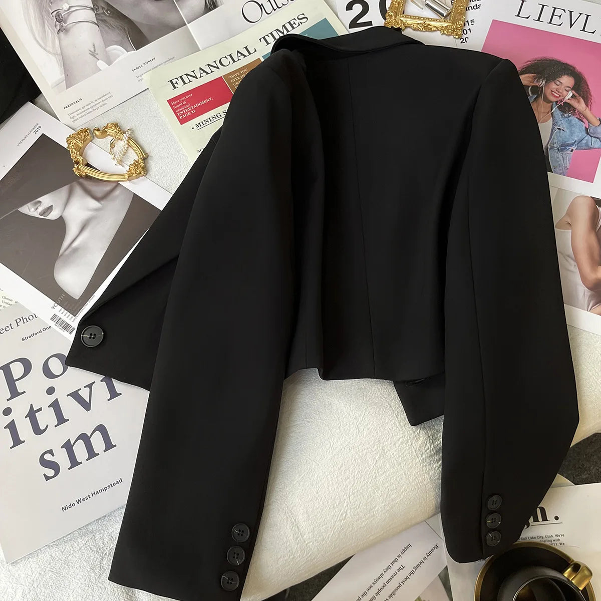 Blazer Donna Corto Nero Elegante – Giacca Casual Chic