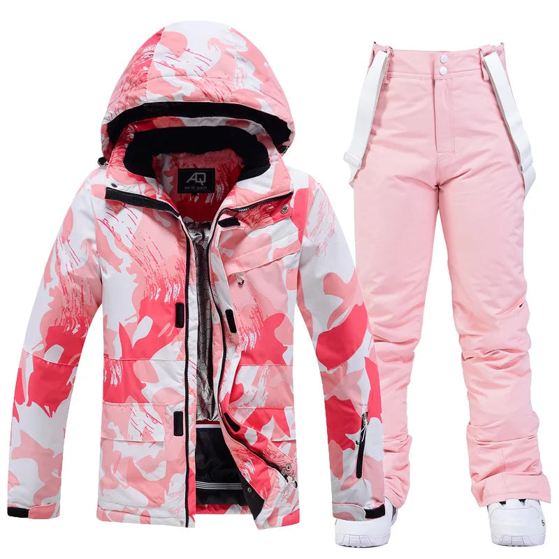 Tuta da sci donna impermeabile e antivento 2-pezzi – giacca + pantaloni snowboard invernale 2025, windproof & waterproof