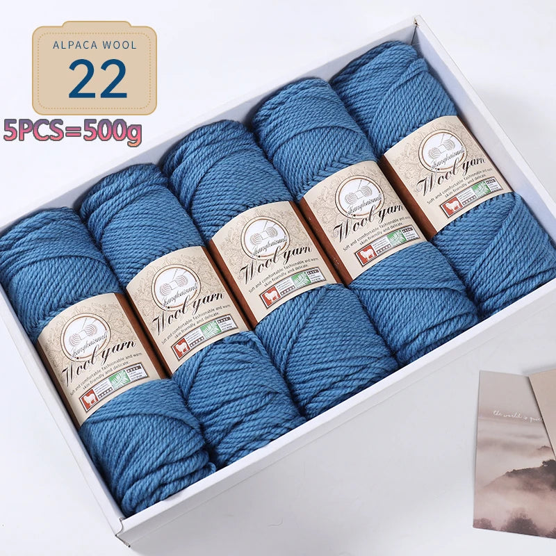 Set 5 gomitoli filato spesso alpaca 500 g – yarn grosso per maglioni, cappotti e crafting inverno