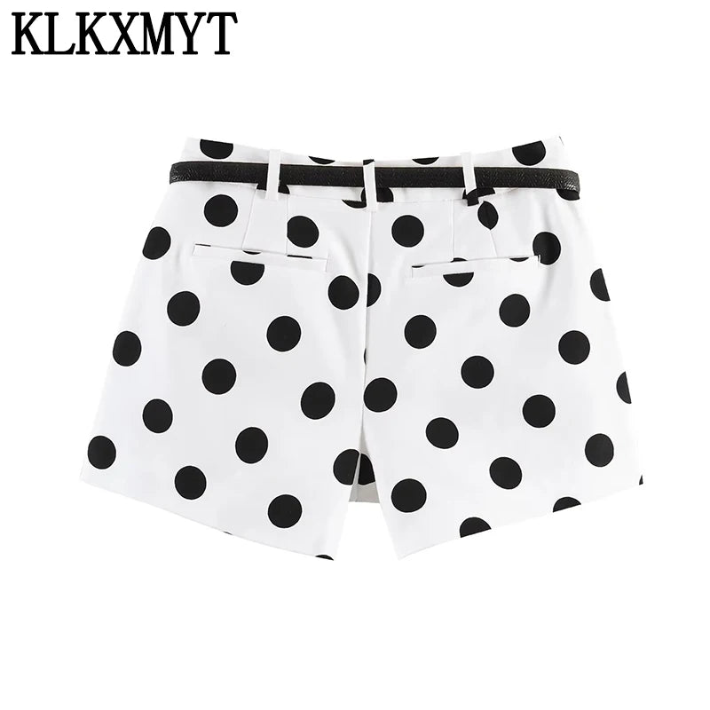 Shorts Donna a Pois Vita Alta – Pantaloncini Estivi Casual Chic