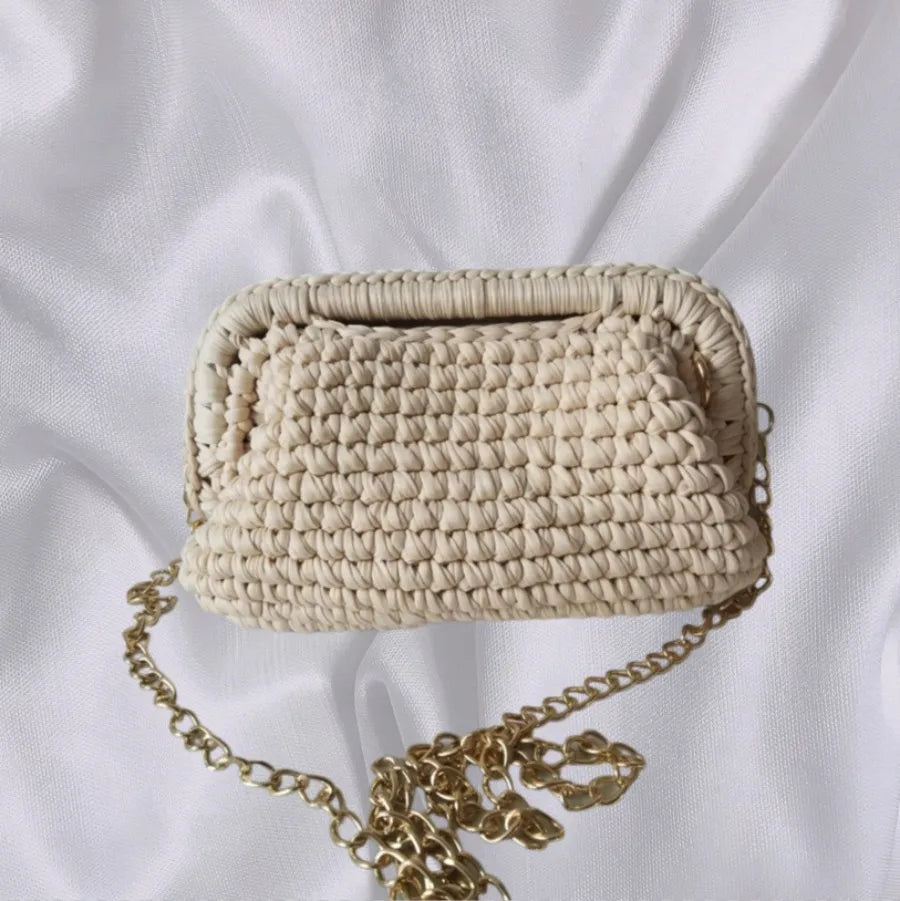 Borsa Clutch Donna Intrecciata a Spalla in Stile Crochet – Bag Elegante Fatta a Mano
