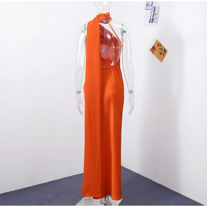 Abito da sera in raso con fiocco per donna – abito elegante schiena scoperta