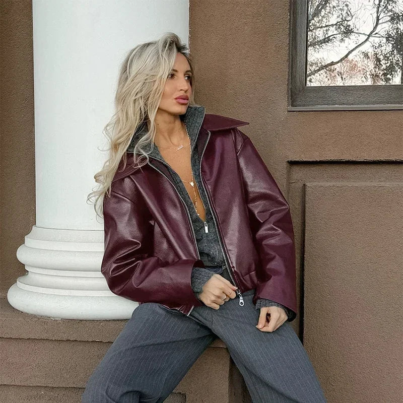 Giacca Donna in Similpelle con Zip e Colletto - immagine 23