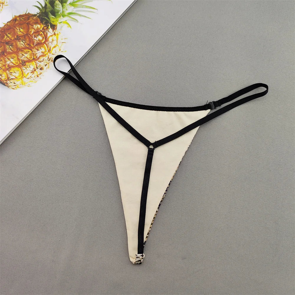 Perizoma sexy a due strati in cotone con schiena a T, da donna, a vita bassa, con stampa zebra/serpente/leopardo, senza cuciture