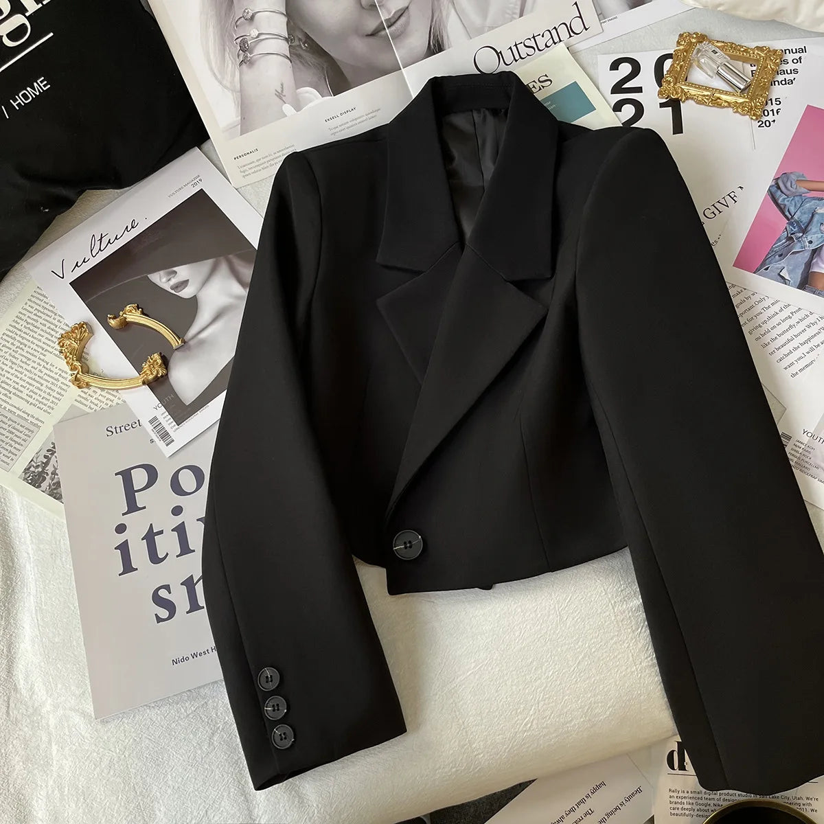 Blazer Donna Corto Nero Elegante – Giacca Casual Chic