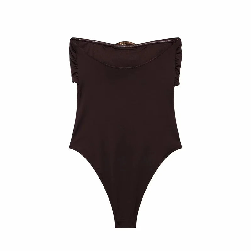 Body suit nero off-shoulder donna 2025 – modello aderente sexy a spalle scoperte, lingerie e outfit femme fatale