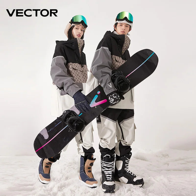 Tuta da sci unisex con cappuccio e dettagli riflettenti – giacca imbottita, impermeabile e termica per sport invernali