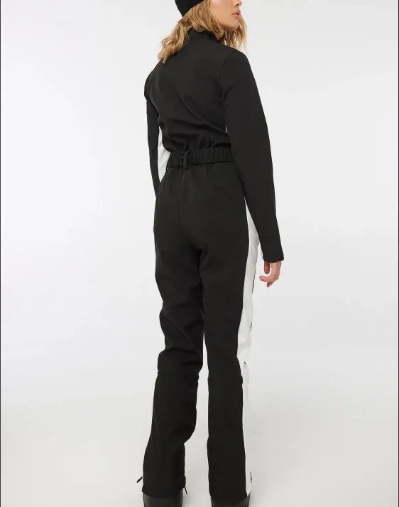 Tuta da sci donna manica lunga impermeabile e antivento – tuta intera patchwork elegante per snowboard e sci invernale