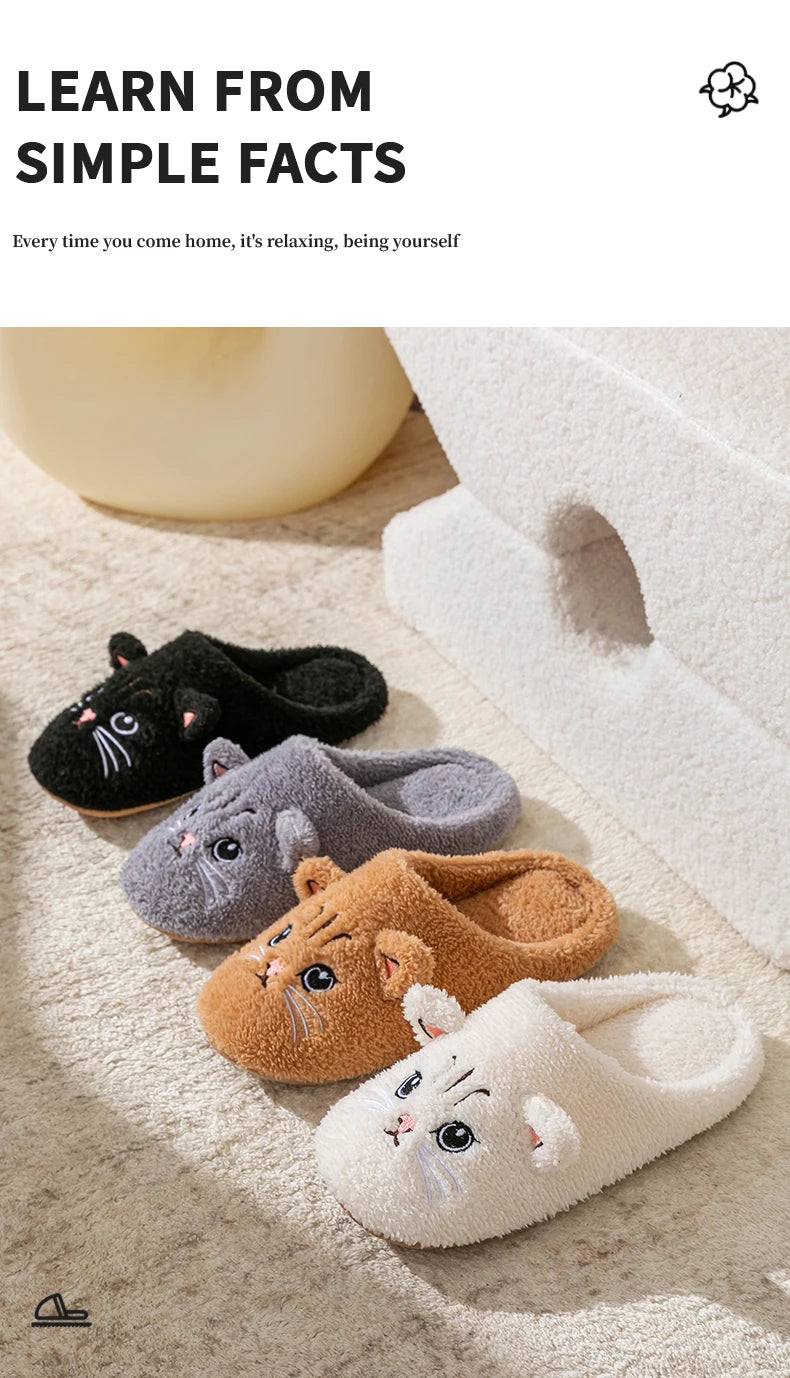 Pantofole Peluche Gatto Unisex per Casa, Invernali, Antiscivolo, Morbide e Calde