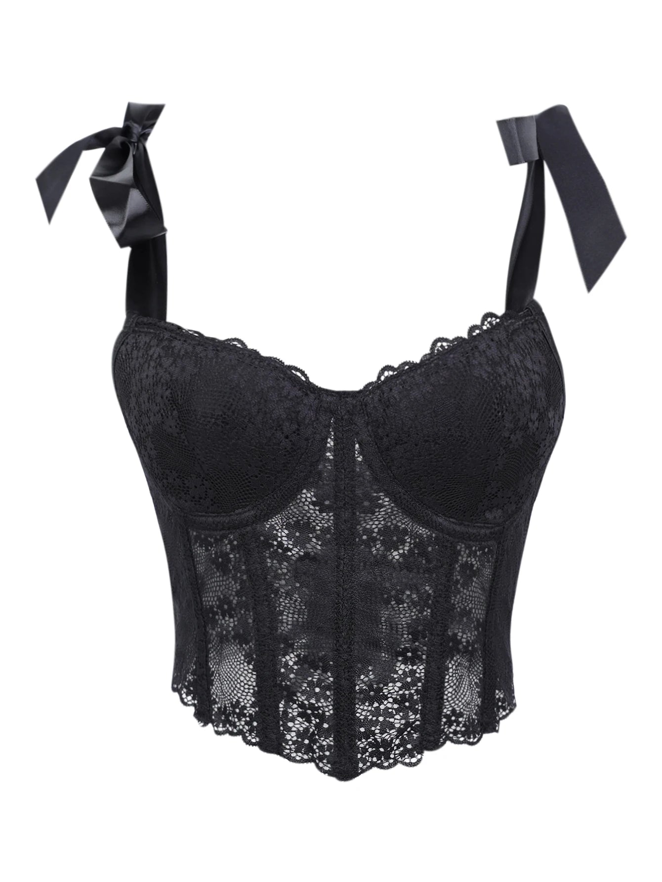 Corsetto Sexy in Pizzo Trasparente – Bustier Push Up Donna