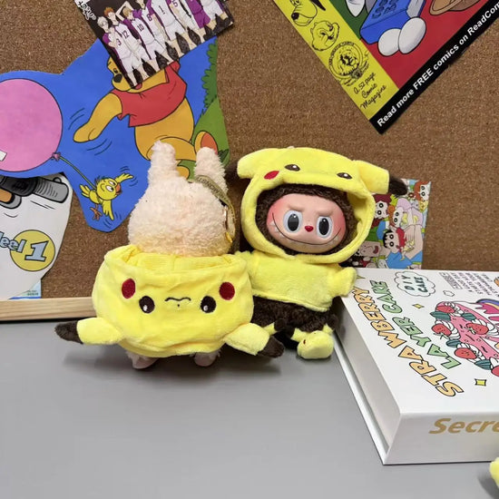 Set di abbigliamento per bambola Labubu da 17 cm – Tuta Pikachu con cappuccio e accessori