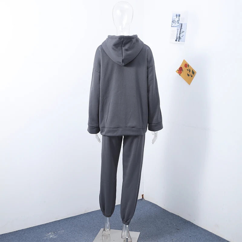 Set donna 2025 – tuta sportiva casual con felpa con cappuccio + pantaloni elasticizzati, outfit fitness & athleisure