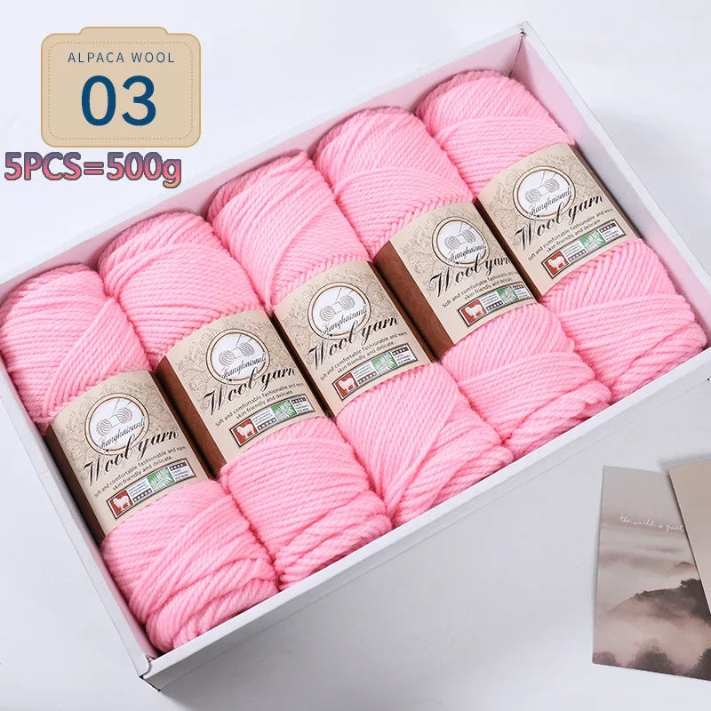 Set 5 gomitoli filato spesso alpaca 500 g – yarn grosso per maglioni, cappotti e crafting inverno