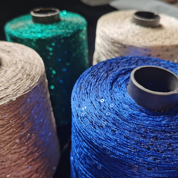 Filato Ice Silk con paillettes 500 g – Yarn mercerizzato con sequin per lavori a uncinetto, maglieria decorativa e top scintillanti