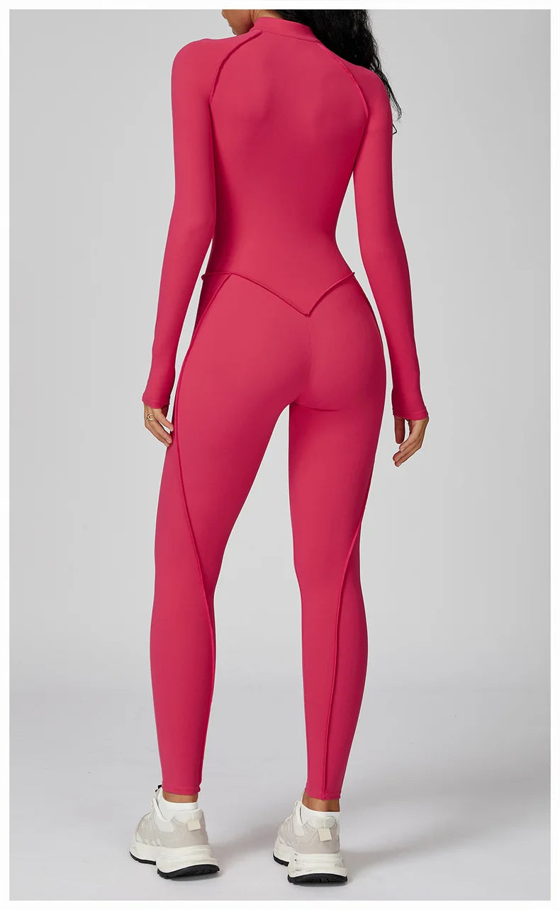 Tuta Sportiva Donna Intera con Zip – Body Fitness per Palestra e Yoga