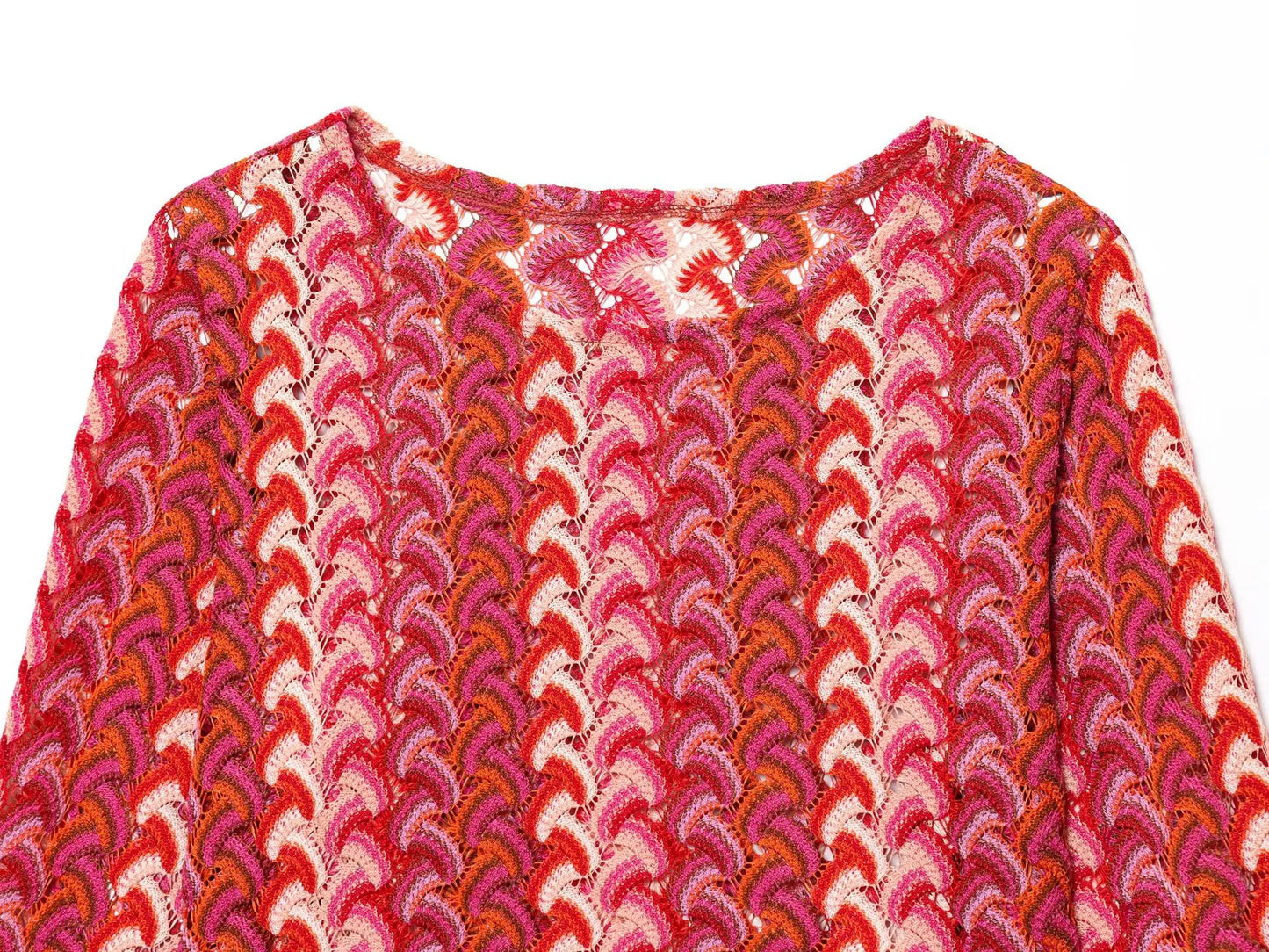 Coordinato donna in maglia crochet – top corto girocollo e pantaloni dritti vita alta