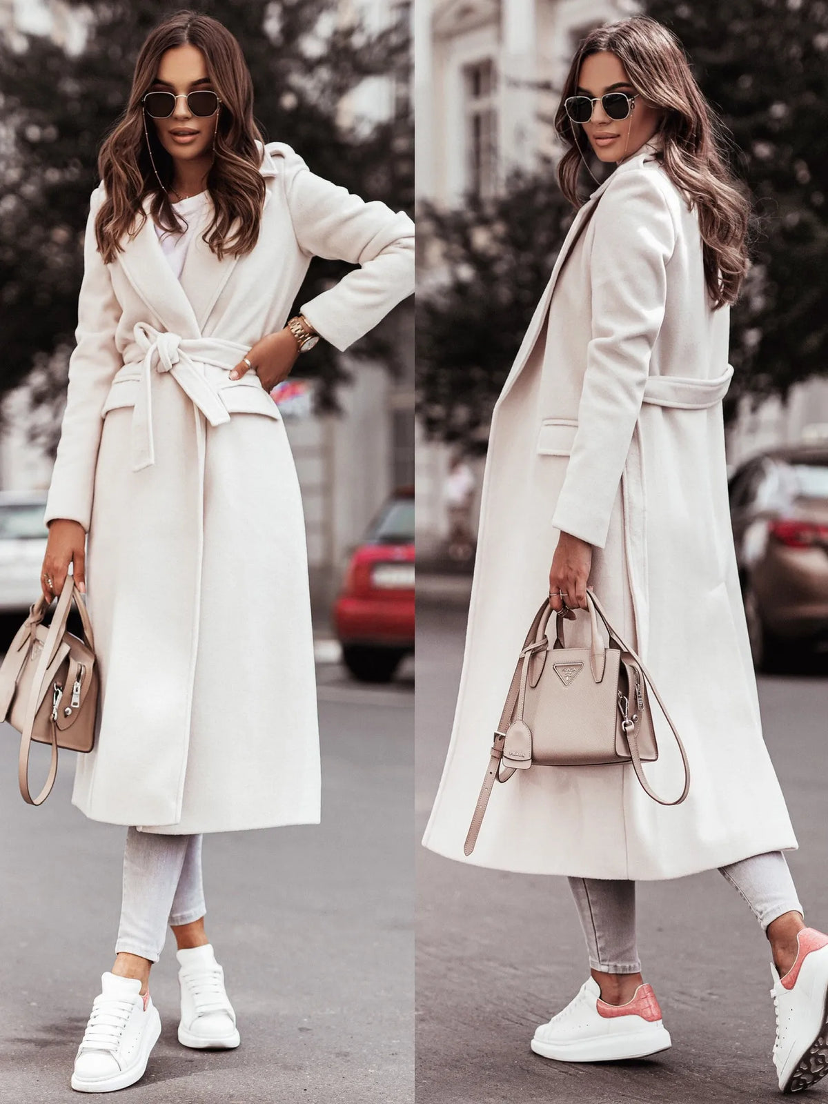 Cappotto Lungo Donna con Cintura e Rever - immagine 16