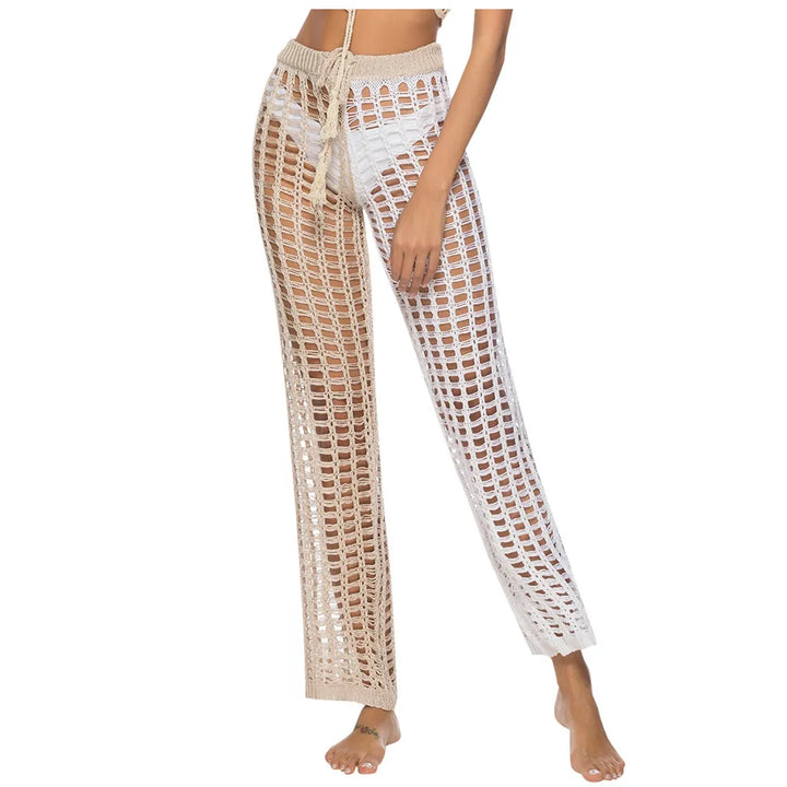 Pantaloni copricostume mesh trasparente con frange – Estate 2025