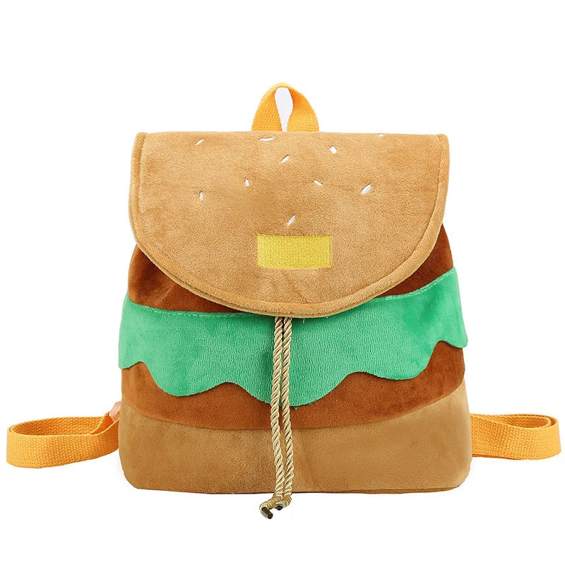 Zaino hamburger cartoon unisex – Backpack kawaii grande capacità per bambini e adulti, design buffo e comodo