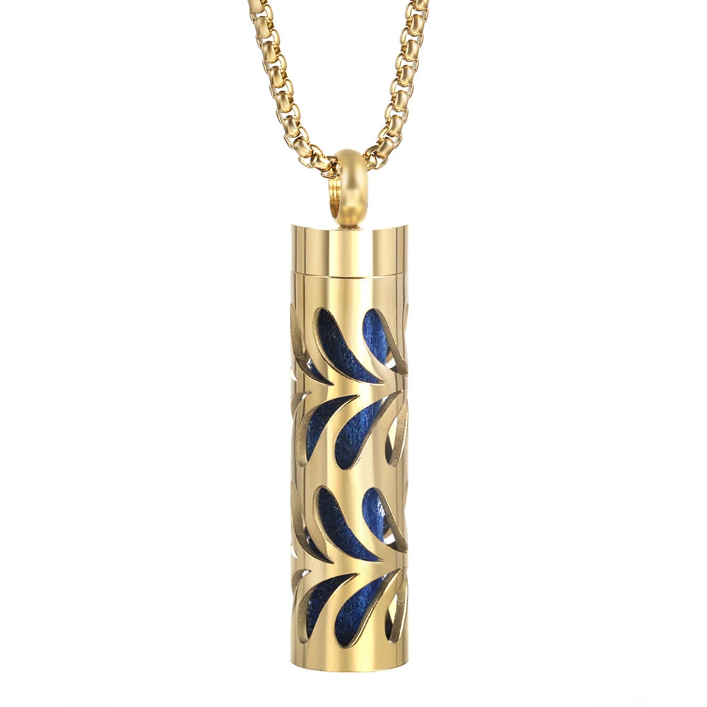 Collana dorata con diffusore per oli essenziali in acciaio inox – Gioiello aromaterapico profumato per donna