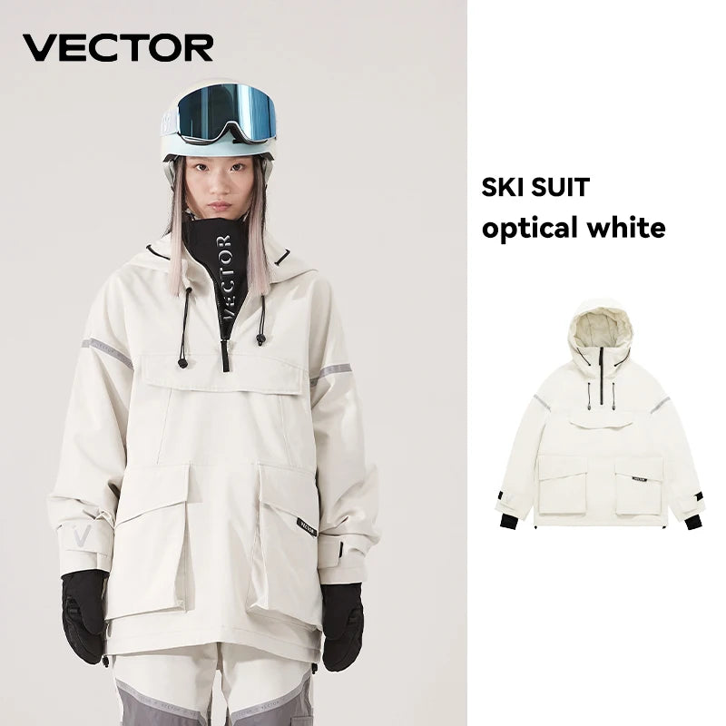 Tuta da sci unisex con cappuccio e dettagli riflettenti – giacca imbottita, impermeabile e termica per sport invernali