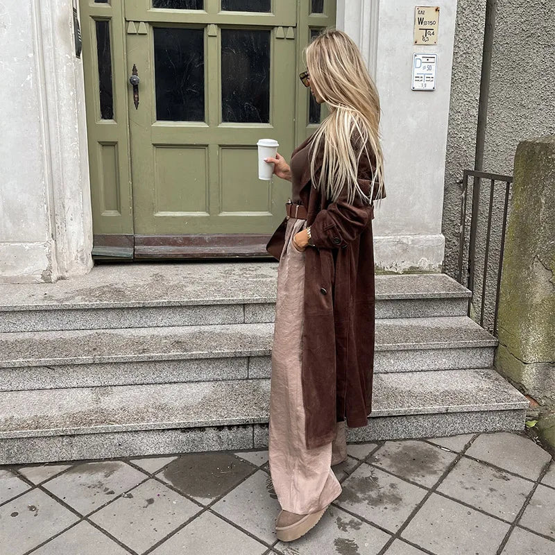 Completo donne 2025 – Pantaloni vita alta largo + body + top in coordinato con cintura inclusa