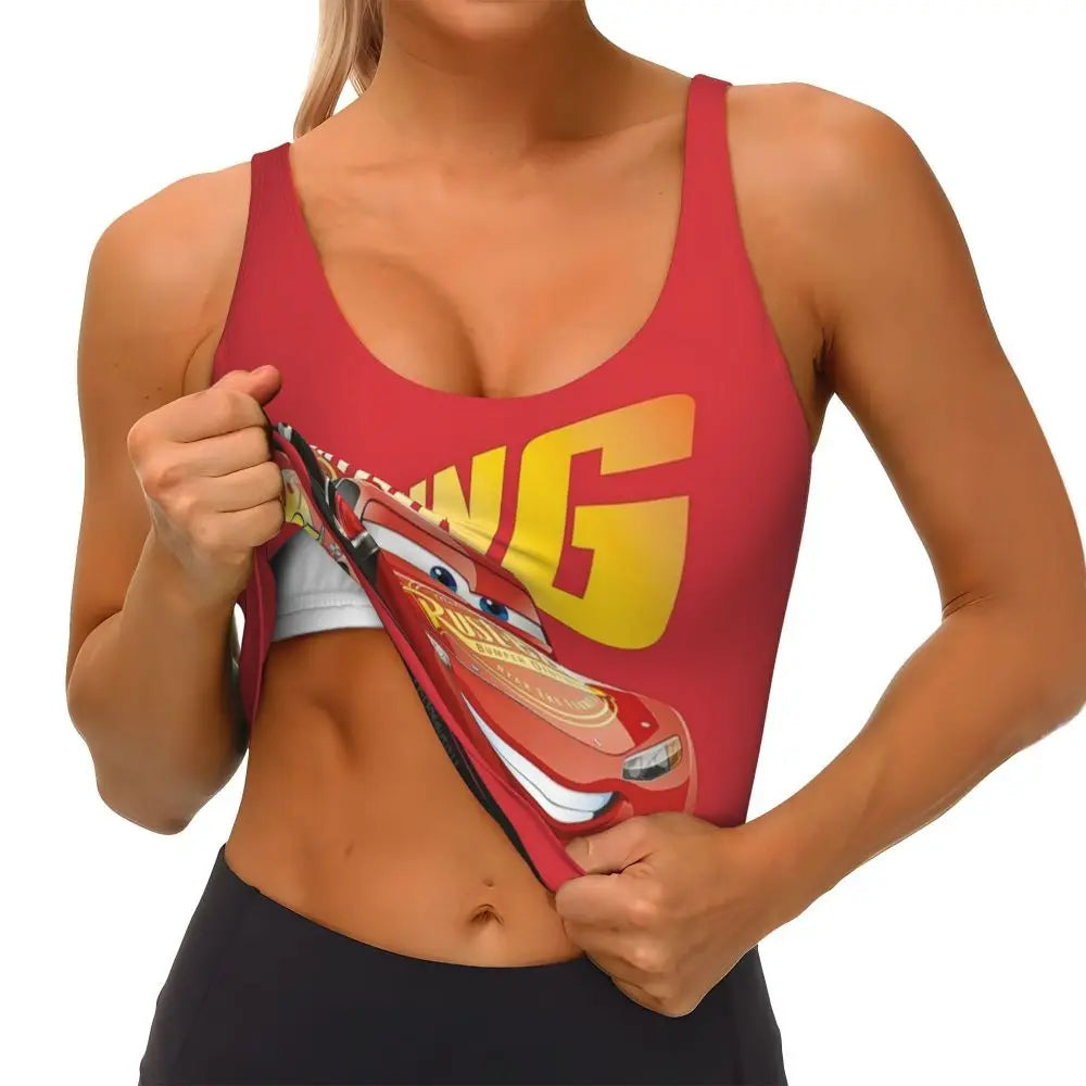 Maglia cars SaettaMcQueen Donna | Cartoon Fitness Crop Top Cars