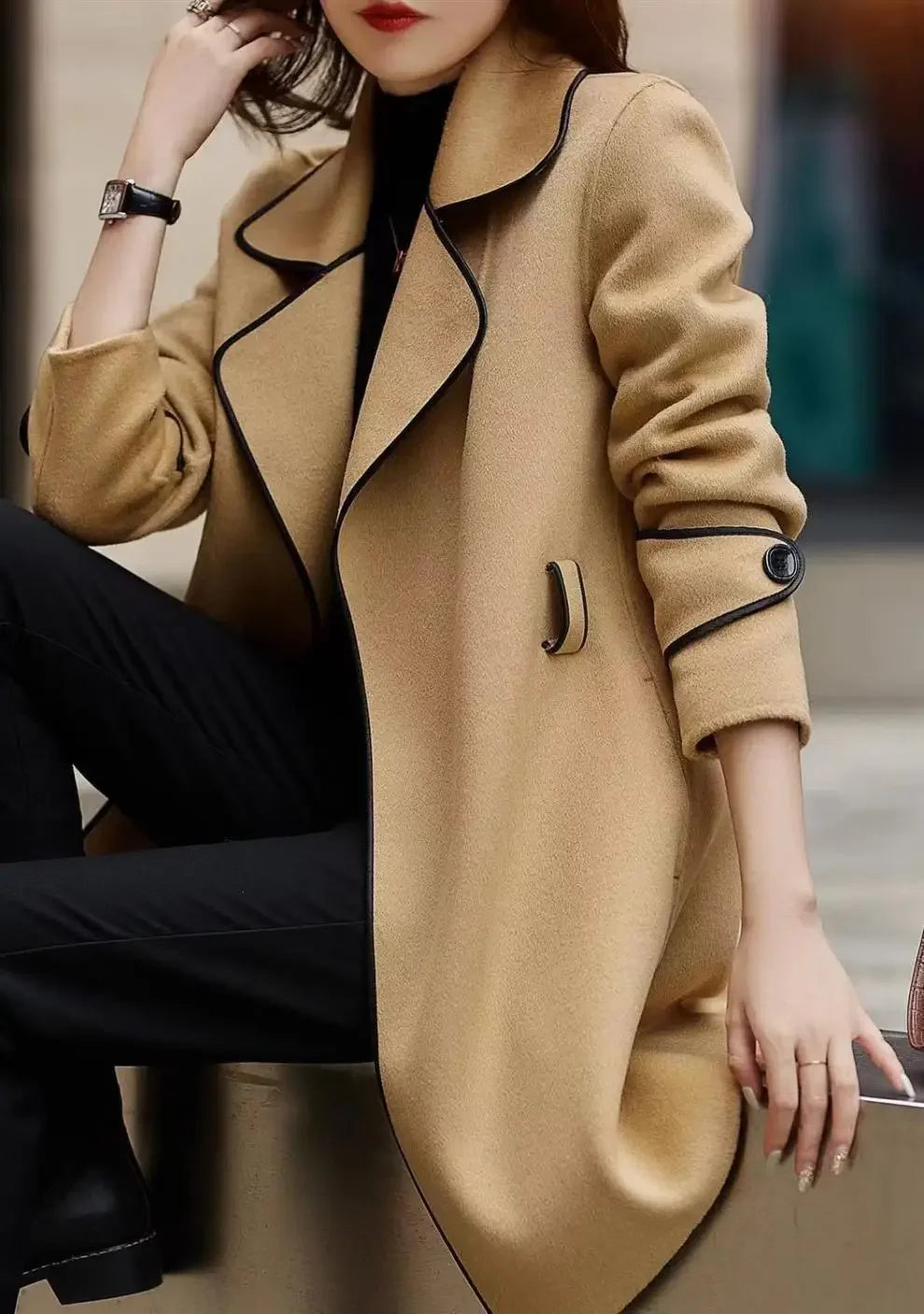 Cappotto donna doppio lato in lana – Korean style mid-length double-sided wool coat inverno 2025