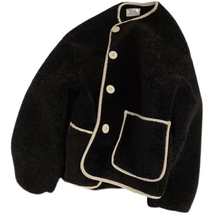 Giacca corta in pelliccia d'agnello donna – Cappotto oversize imbottito per l'inverno, taglie piccole disponibili