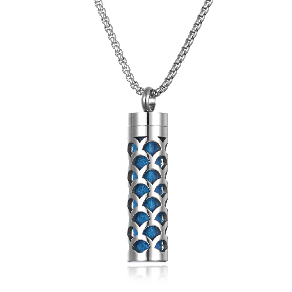 Collana diffusore profumo in acciaio – Aromaterapia wearable argento con spugnetta interna