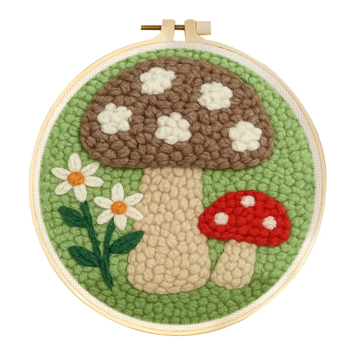 Kit Punch Needle Funghi e Fiori – Ricamo DIY Facile per Principianti