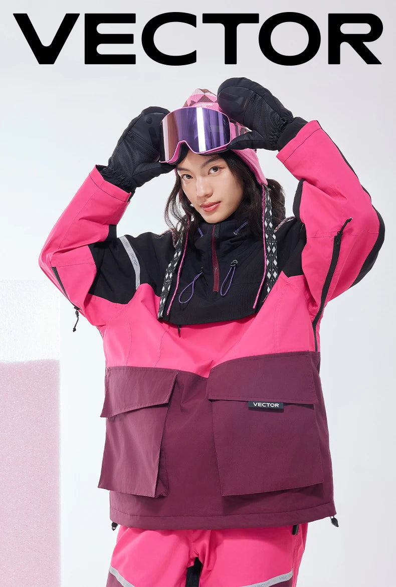 Tuta da sci unisex con cappuccio e dettagli riflettenti – giacca imbottita, impermeabile e termica per sport invernali