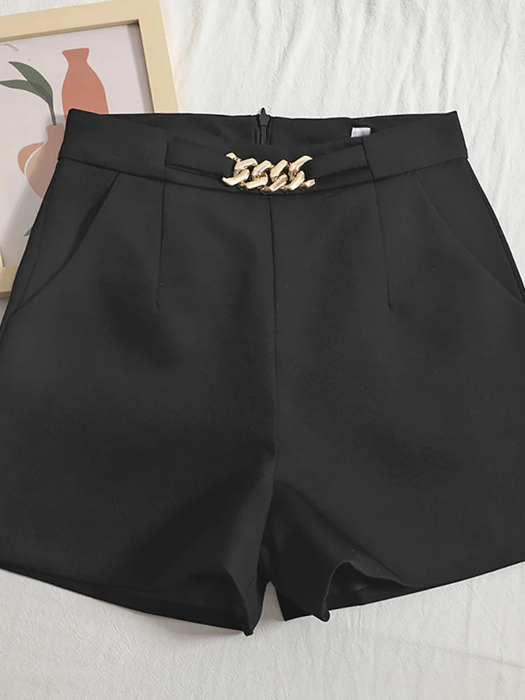 Shorts eleganti donna Heliar – A vita alta con zip e cintura femminile