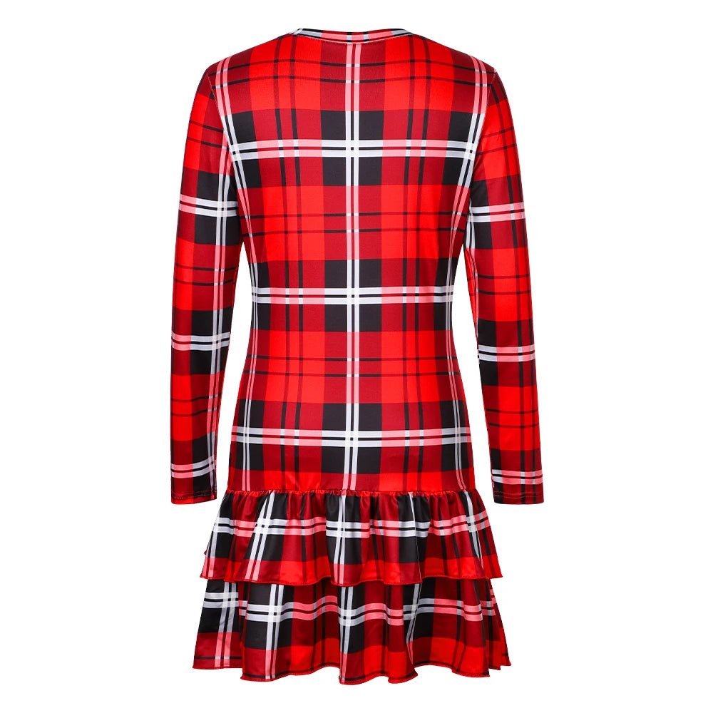 Abito rosso natalizio donna 2025 – maniche lunghe, bodycon, vita slim, stile elegante per feste invernali