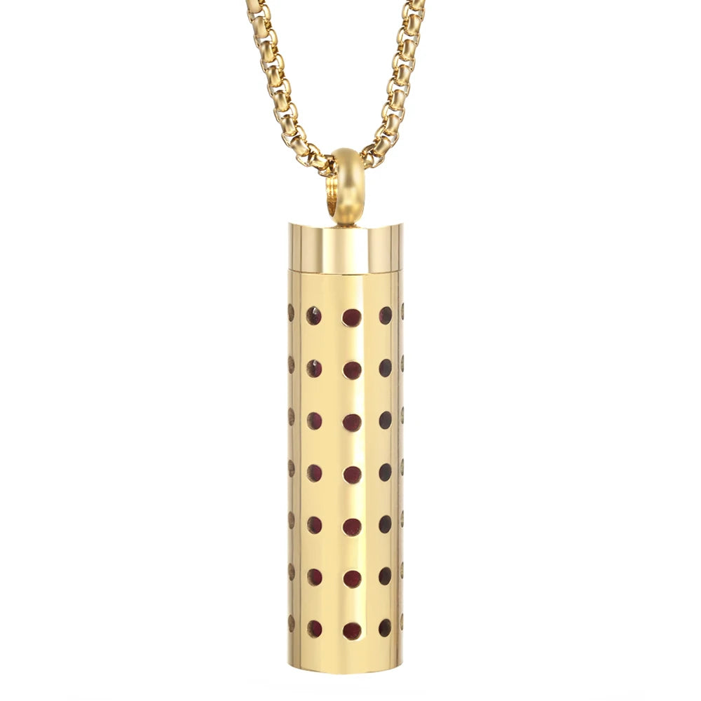 Collana dorata con diffusore per oli essenziali in acciaio inox – Gioiello aromaterapico profumato per donna
