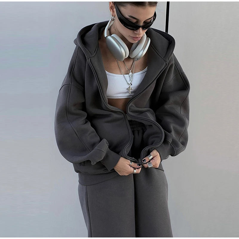 Set donna 2025 – tuta sportiva casual con felpa con cappuccio + pantaloni elasticizzati, outfit fitness & athleisure