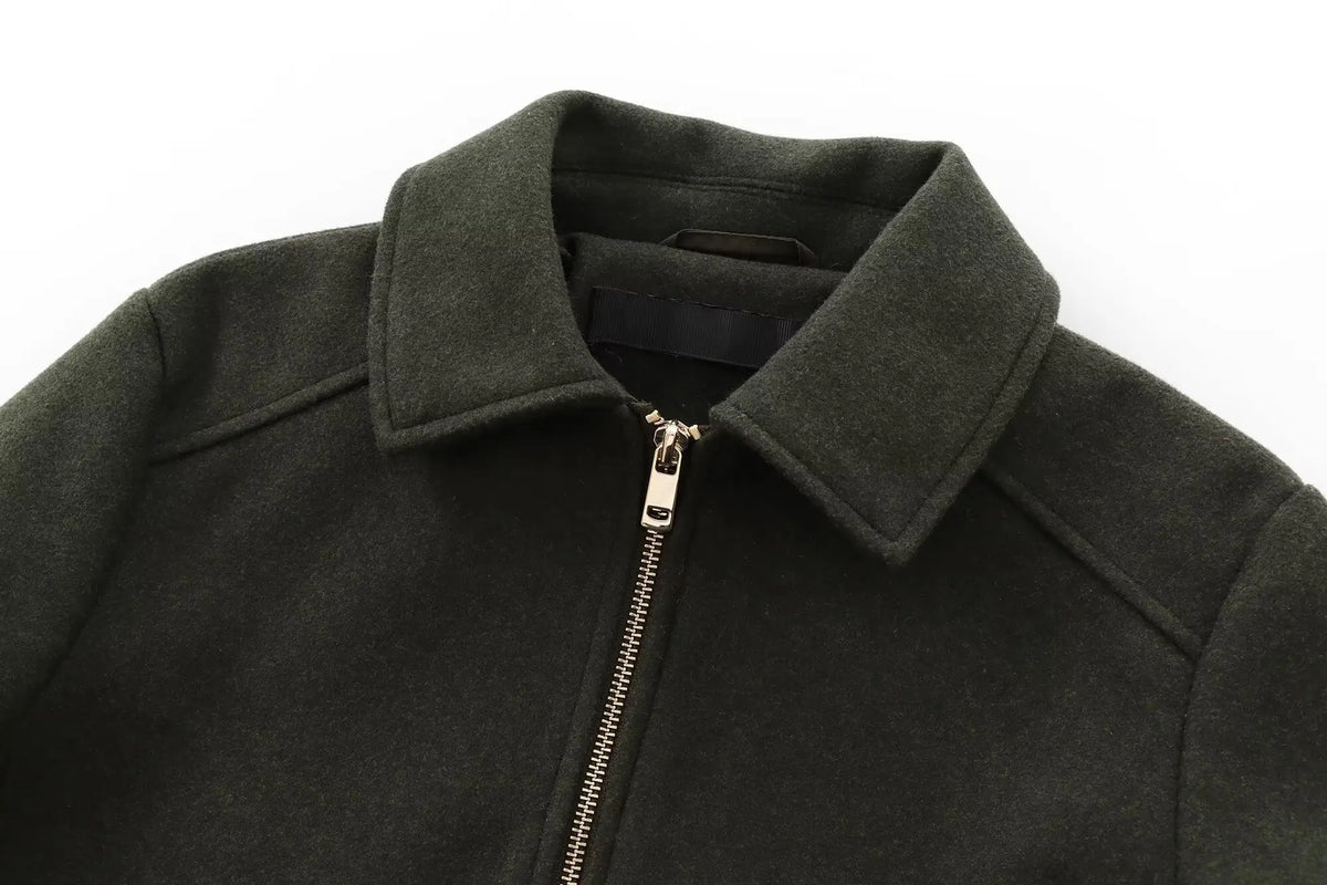 Giacca corta donna con zip, colletto e tasche - foto 9 della galleria