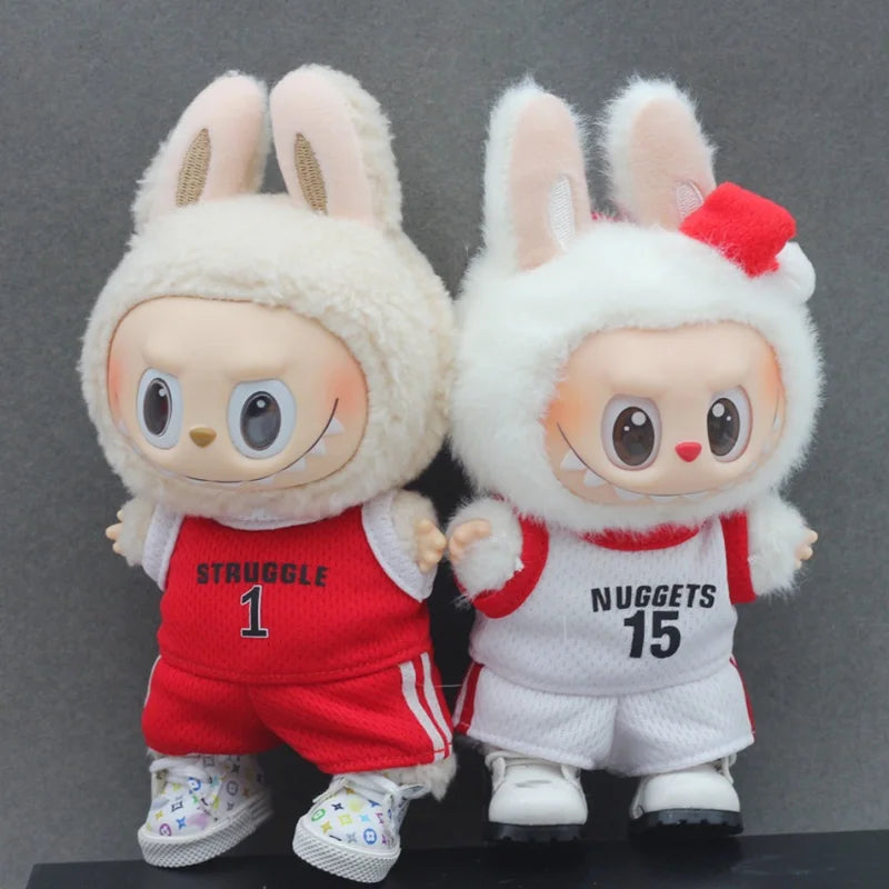 Set di abbigliamento sportivo per bambola Labubu da 17 cm – Divisa da calcio e da basket